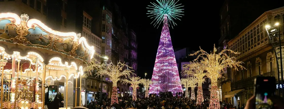 Christmas lights guided tour in Vigo from Santiago de Compostela