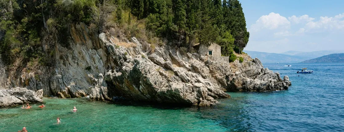 Corfu Blue Caves cruise with swim stops, lunch and optional transfers