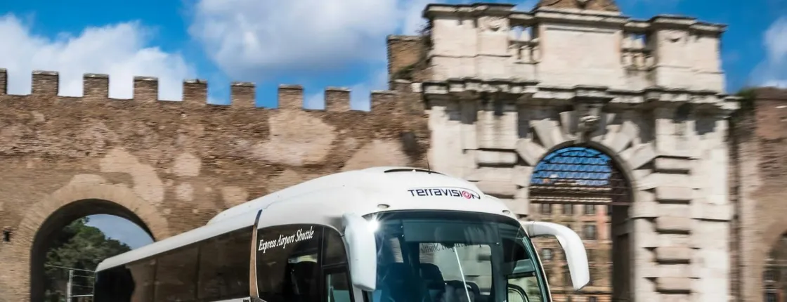 Bus transfer between Fiumicino airport and Rome city center