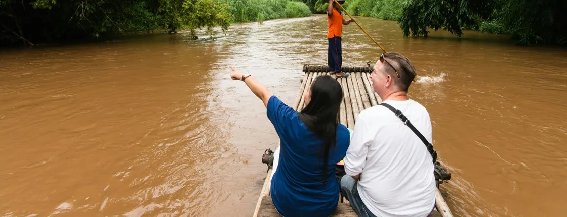 Bamboo Rafting Along the River Chiang Mai in Thailand