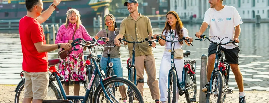 Guided bike tour through iconic Amsterdam locations