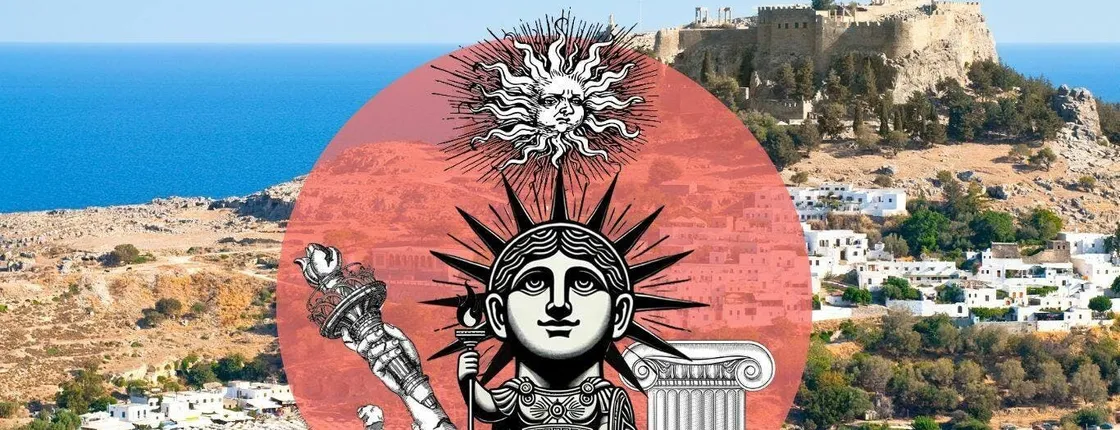 Greek myths digital treasure hunt tour across Lindos