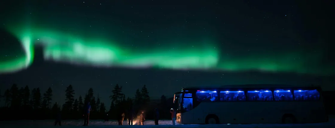 Northern Lights big bus chase from Tromsø