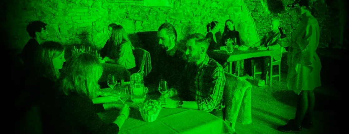 Tasting experience in the dark in a historic wine cellar in Bratislava