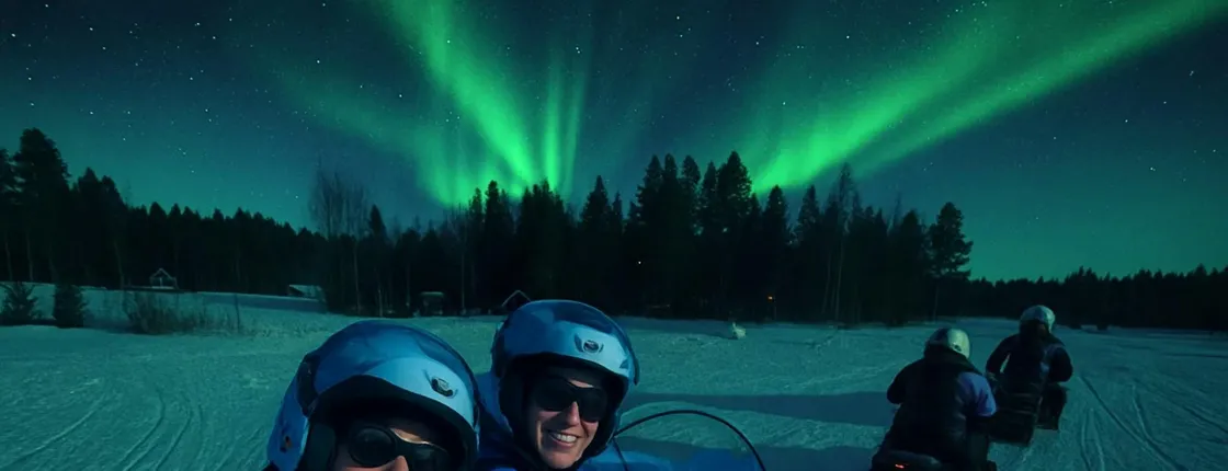 Evening snowmobile safari and Northern Lights tour in Rovaniemi