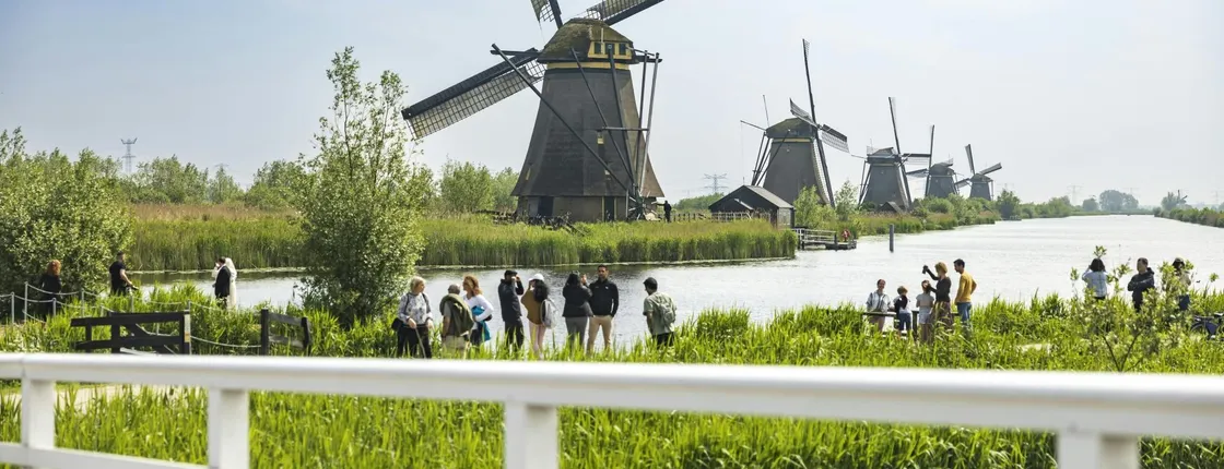 Entrance with audio guide to the Windmills of Kinderdijk