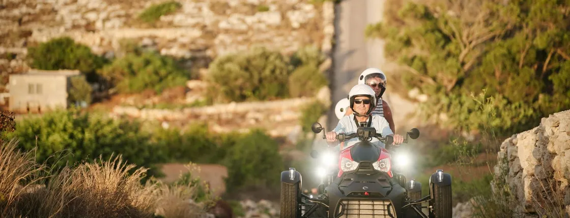 Three-wheeled motorbike sunset tour in Gozo