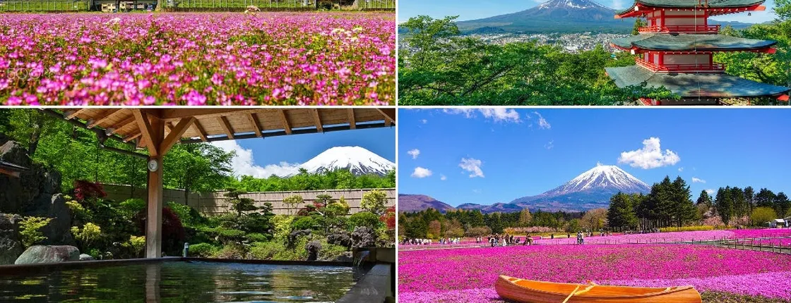 Mt. Fuji Twin Lakes Scenic, Kawaguchiko, Yamanaka, and Onsen 1-Day Tour