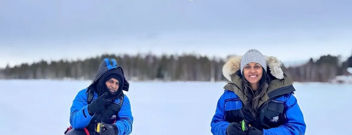 Ice fishing small group experience with BBQ from Rovaniemi