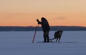 Guided ice fishing experience in Luleå
