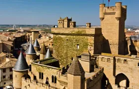 Olite Royal Palace and Ujue Monastery from Pamplona