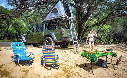 CampCar Maui Jeeps SUVs Hybrid Camper van Rentals with equipment and Travel Advice