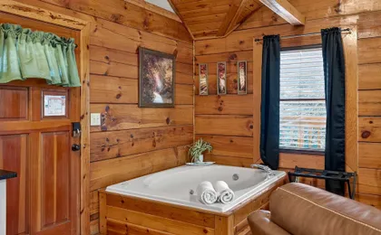 Hot Tub Location Cozy Studio Log Cabin Fireplace